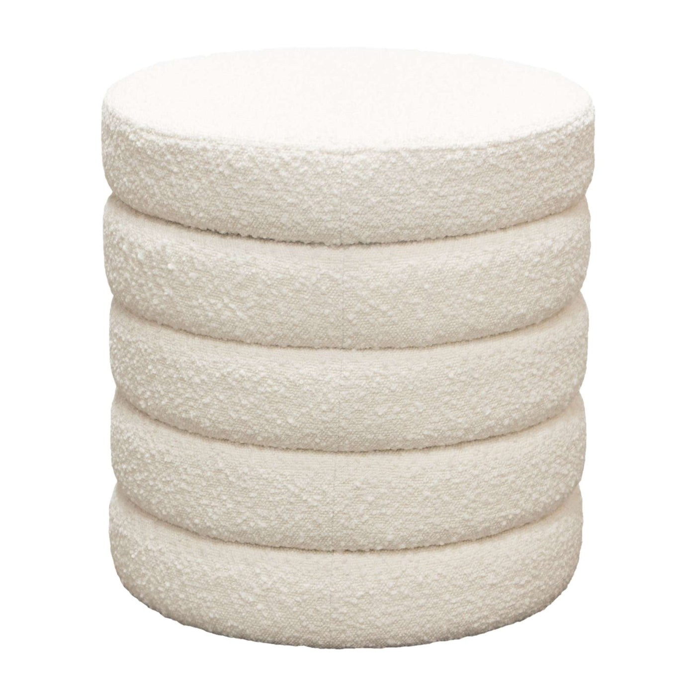 Helix Round Accent Ottoman in Ivory Boucle fabric by Diamond Sofa