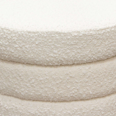Helix Round Accent Ottoman in Ivory Boucle fabric by Diamond Sofa