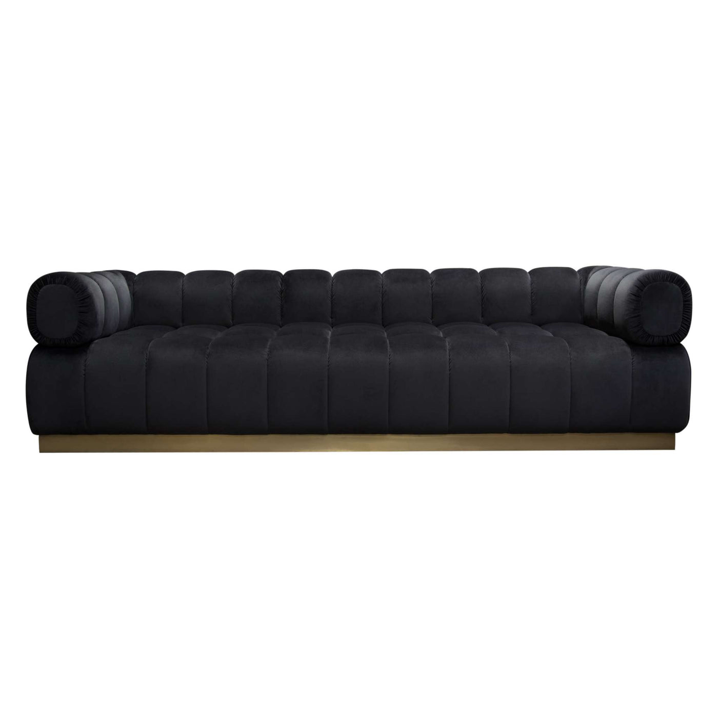 Image Low Profile Sofa in Velvet w/ Brushed Silver Base by Diamond Sofa