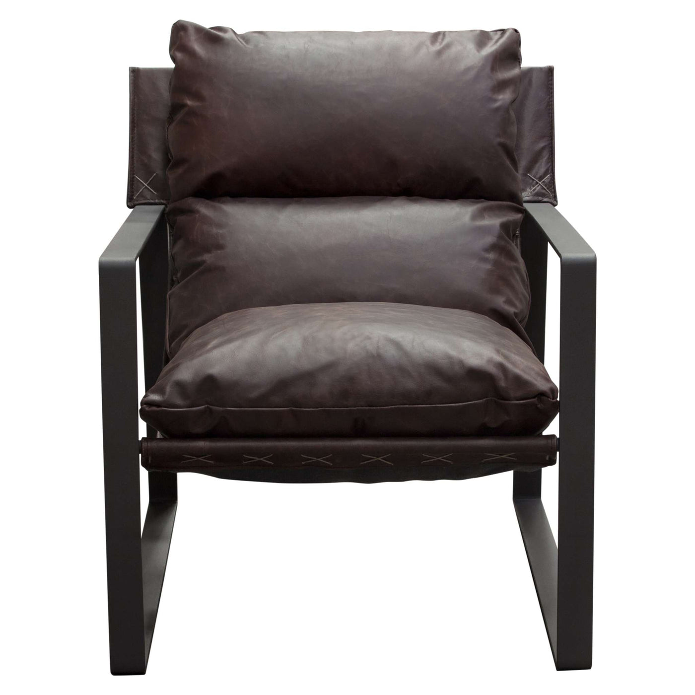 Miller Sling Accent Chair in Linen Fabric w/ Black Powder Coated Metal Frame by Diamond Sofa