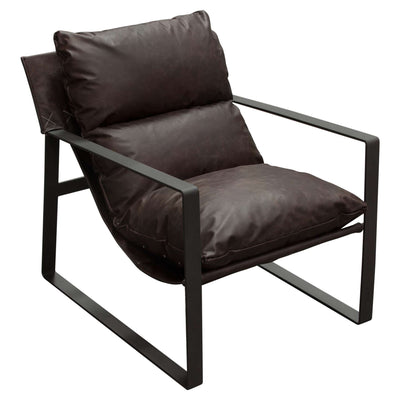 Miller Sling Accent Chair in Linen Fabric w/ Black Powder Coated Metal Frame by Diamond Sofa