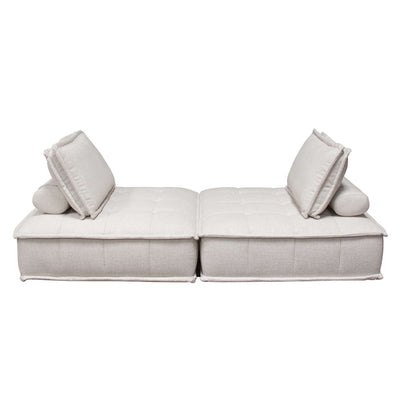 Platform 5-Piece Square Modular Lounger by Diamond Sofa in Light Sand Fabric w/ Bolstered, Non-Skid Backrest