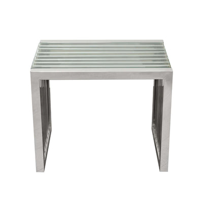 SOHO Rectangular Stainless Steel Cocktail Table w/ Clear, Tempered Glass Top by Diamond Sofa
