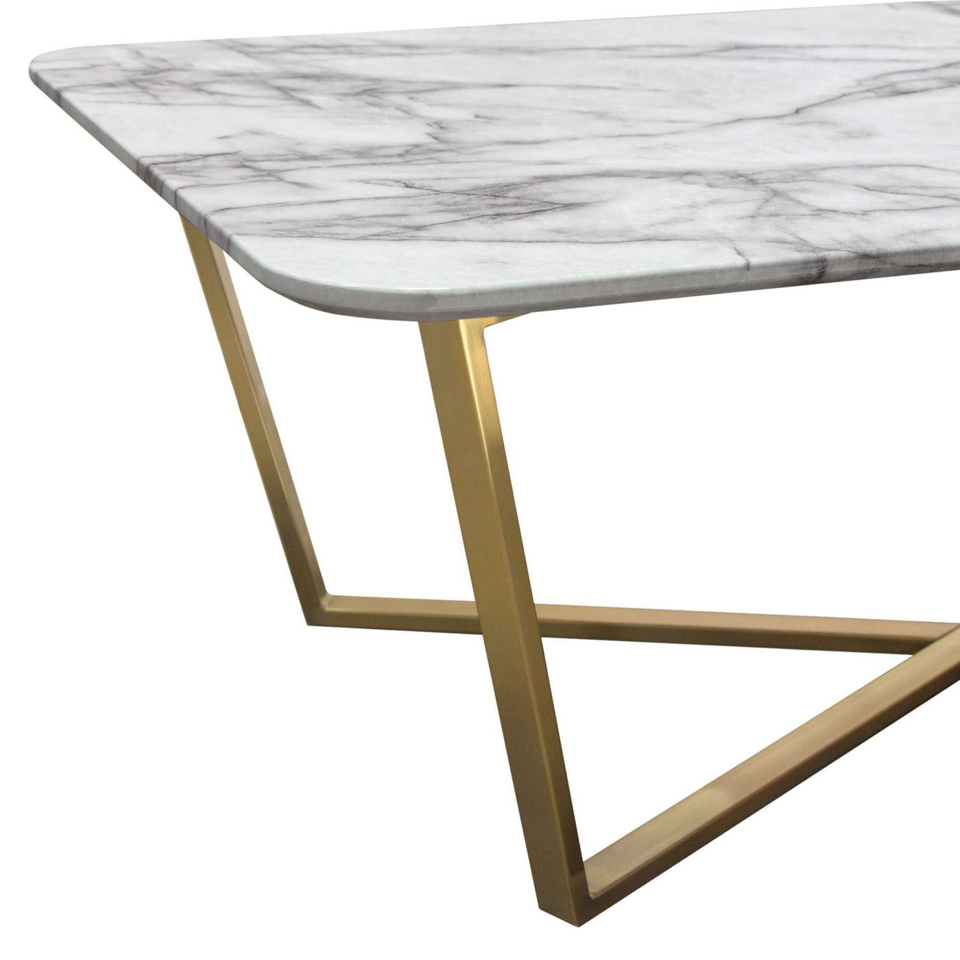 Vida 35" Round Cocktail Table w/ Faux Marble Top and Brushed Gold Metal Frame by Diamond Sofa