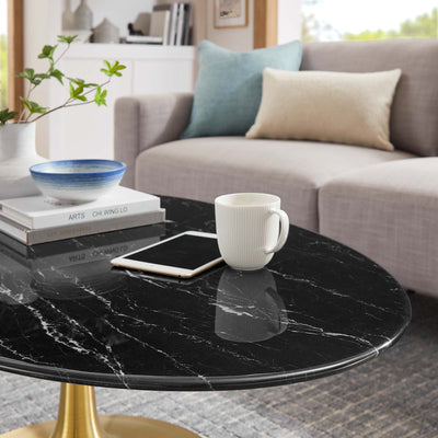 Lippa 48" Oval Artificial Marble Coffee Table