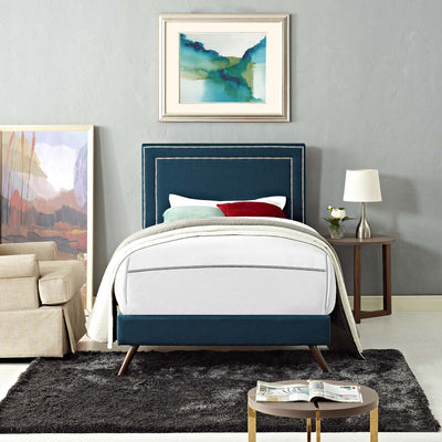 Virginia Twin Fabric Platform Bed with Round Splayed Legs