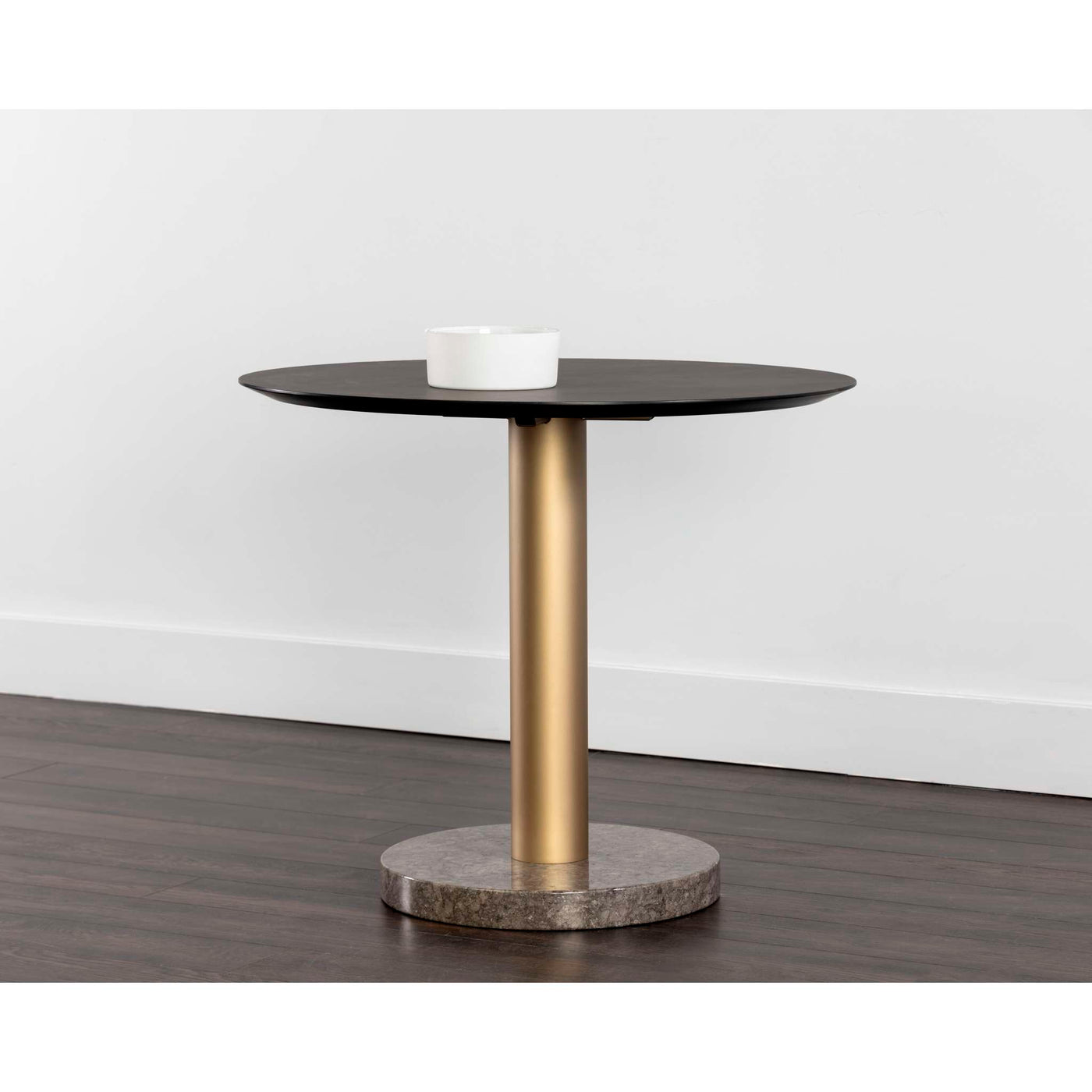 Monaco Bistro Table - Gold - Grey Marble / Charcoal Grey - 35.5"