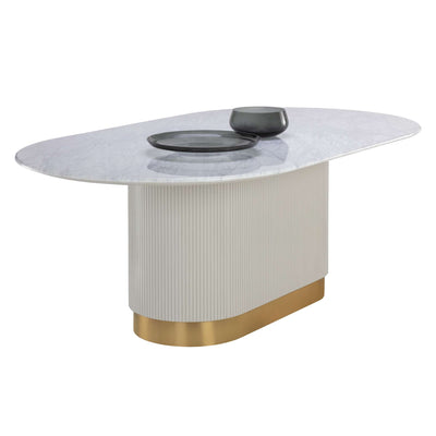 Paloma Dining Table - Oval - White Marble - 84"
