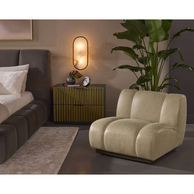 Blaise Swivel Lounge Chair - Sahara Sand Leather
