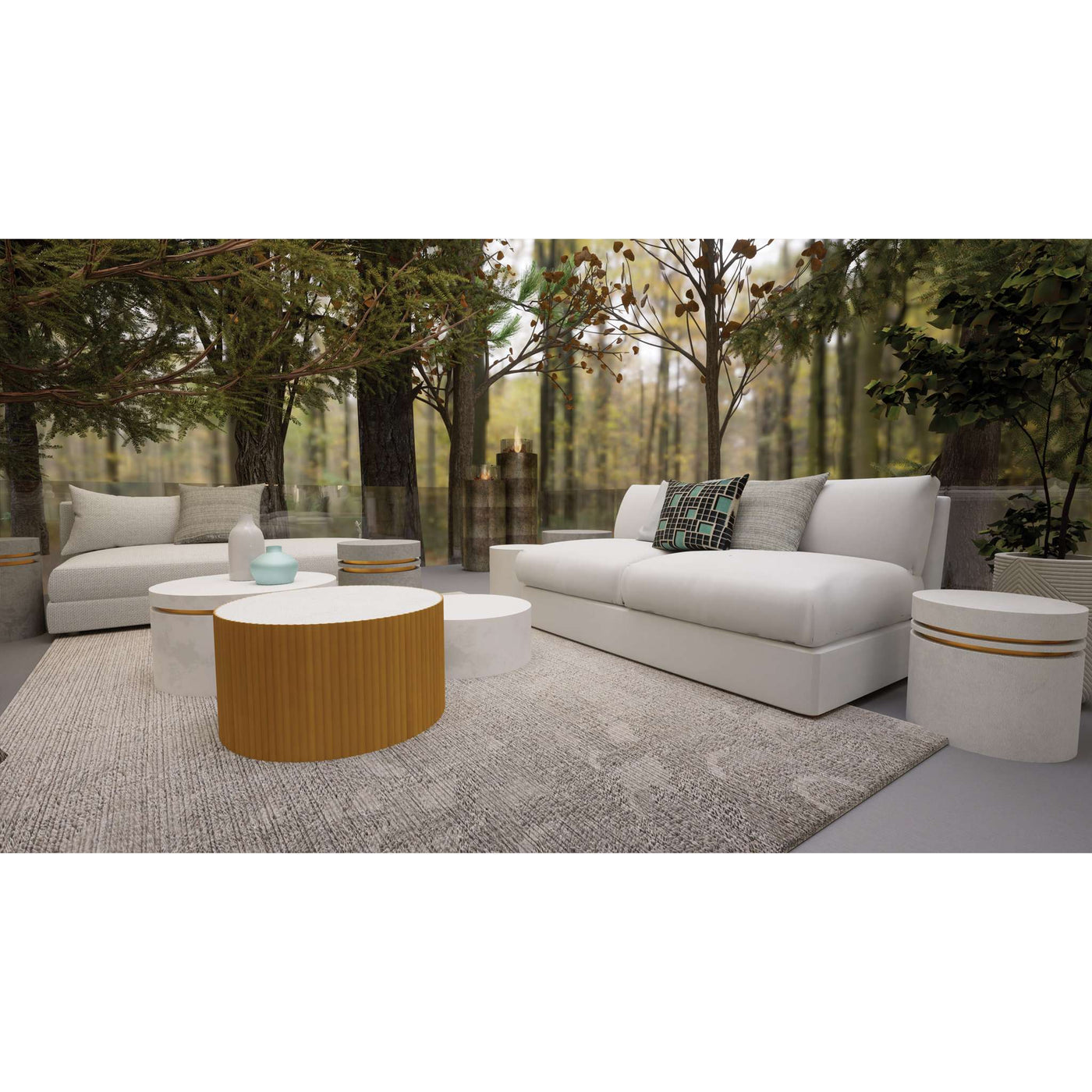 Scallop Zanzibar Coffee Table, Gray/Gold