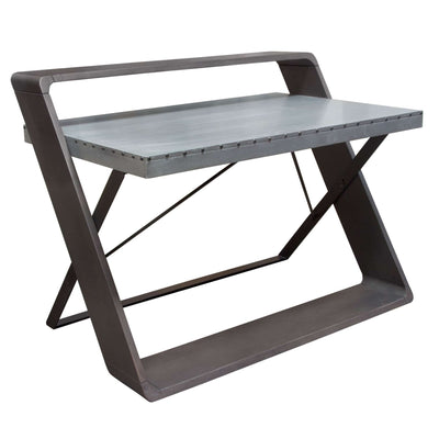 Barclay Zinc Top Writing Desk w/ Mango Wood & Iron Base by Diamond Sofa