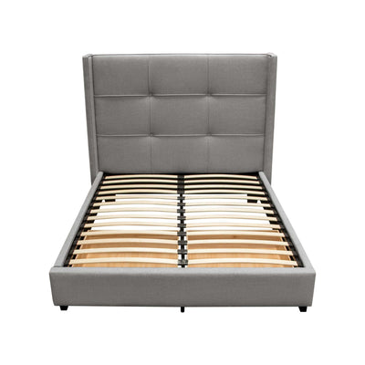 Beverly Eastern King Bed with Integrated Footboard Storage Unit & Accent Wings in Sand Fabric By Diamond Sofa