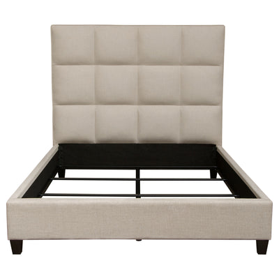Devon Grid Tufted Queen Bed in Sand Fabric by Diamond Sofa