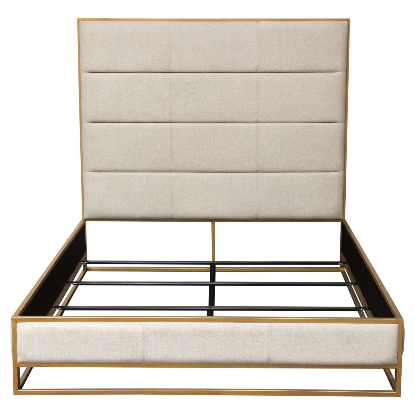 Empire Bed in Fabric with Hand brushed Gold Metal Frame by Diamond Sofa