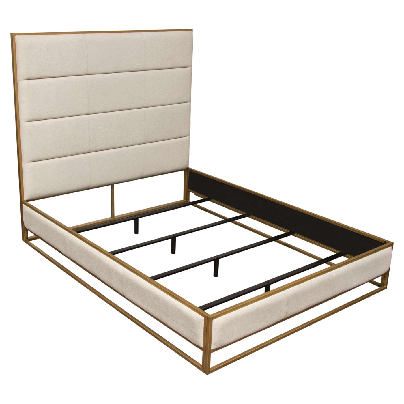 Empire Bed in Fabric with Hand brushed Gold Metal Frame by Diamond Sofa