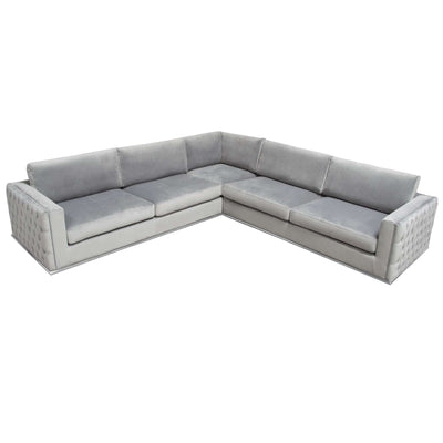 Envy Sofa in Velvet with Tufted Outside Detail and Silver Metal Trim by Diamond Sofa