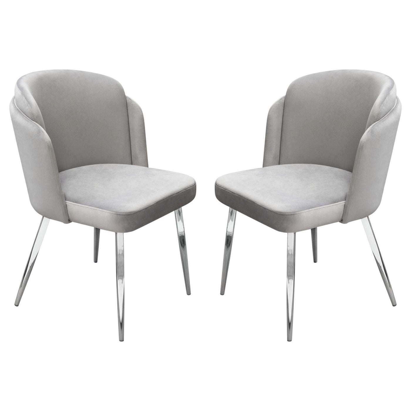 Grace Set of (2) Dining Chairs in Grey Velvet w/ Chrome Legs by Diamond Sofa