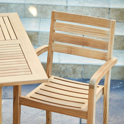 Venice Teak Outdoor Dining Stacking Armchair (Set of 4)