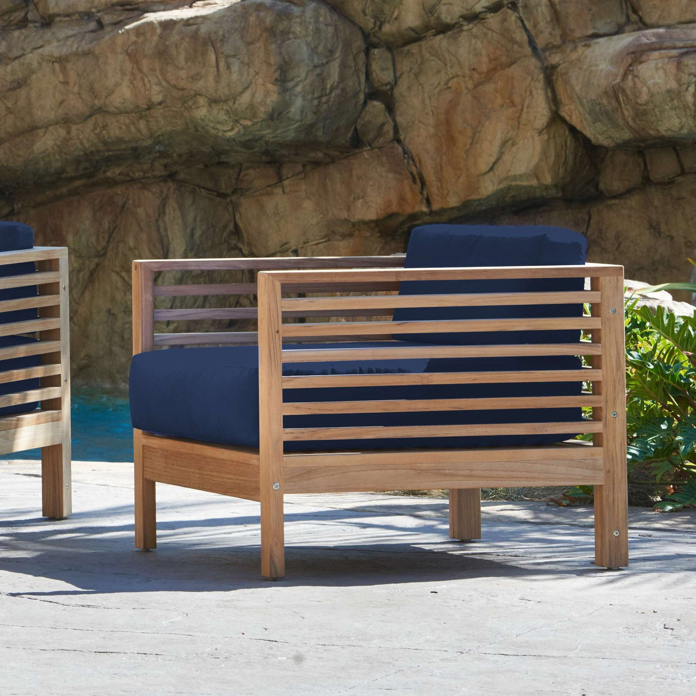 Summer Teak Outdoor Club Chair with Sunbrella® Canvas Cushion