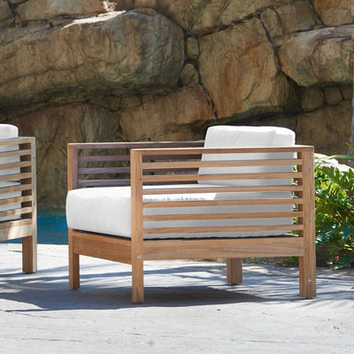 Summer Teak Outdoor Club Chair with Sunbrella® Canvas Cushion