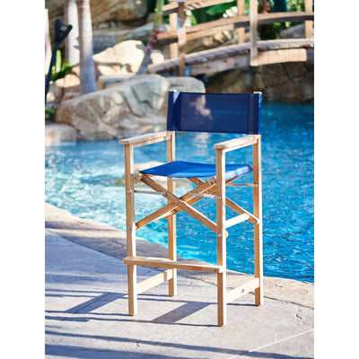 Director Teak Outdoor Bar Height Dining Armchair in Black
