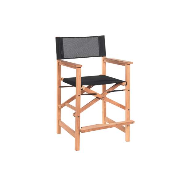 Director Teak Outdoor Counter Height Dining Armchair in Black