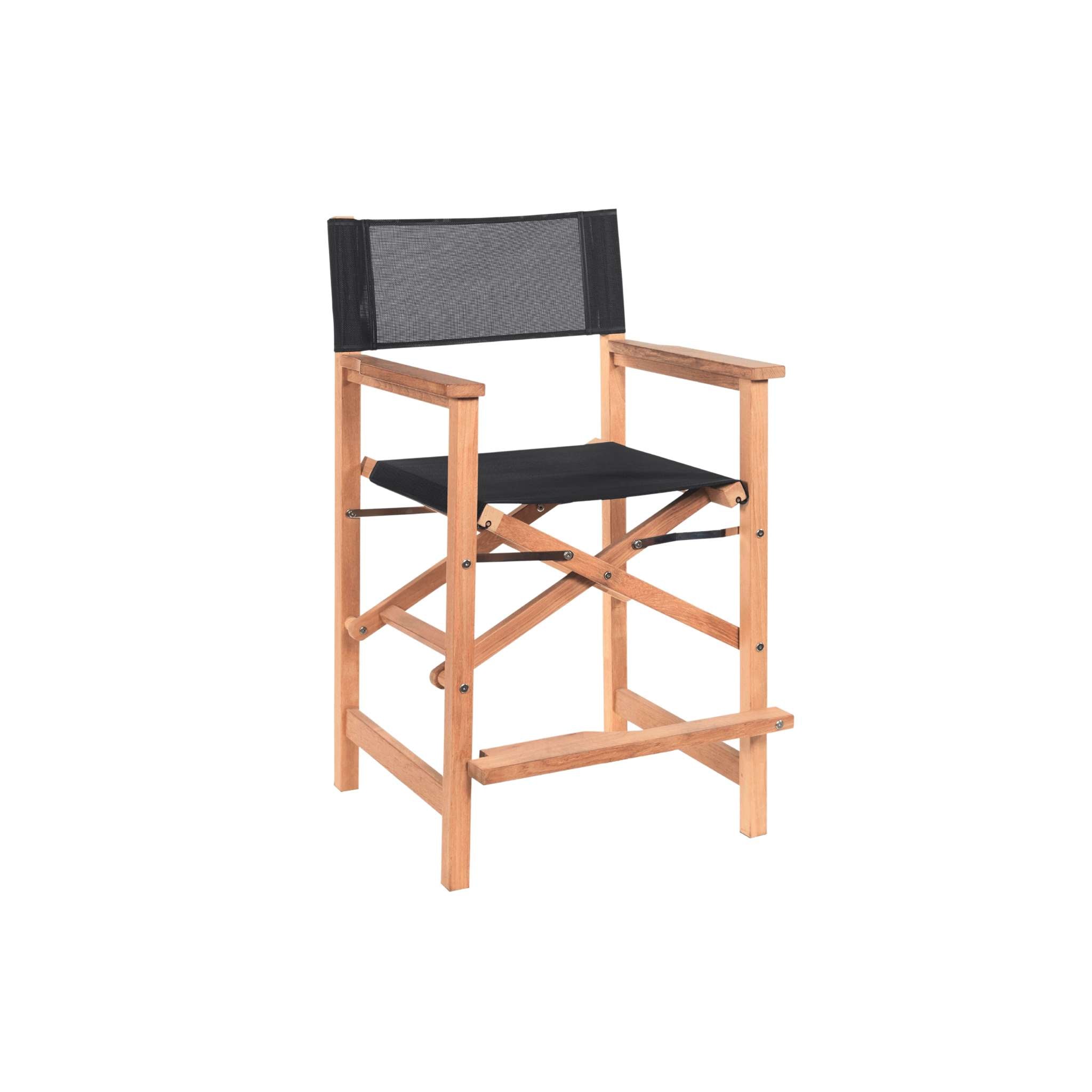 Director Teak Outdoor Counter Height Dining Armchair in Black