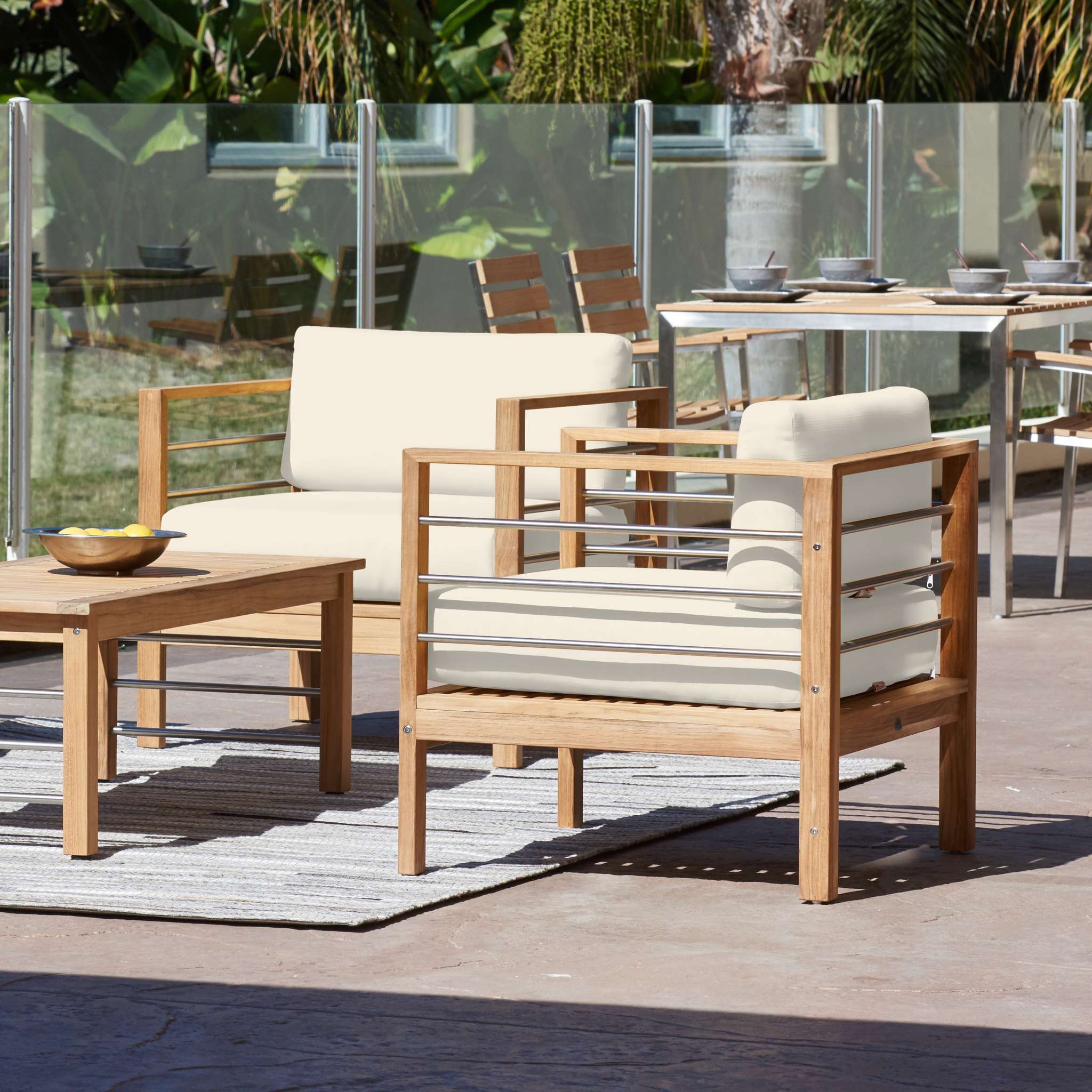 SoHo Teak Outdoor Club Chair with Sunbrella® Canvas Cushion