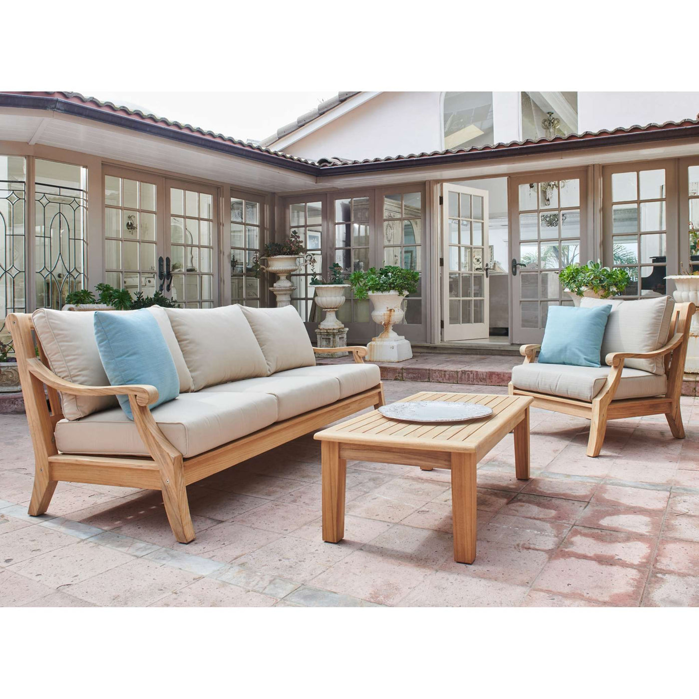 Sonoma Teak Outdoor Club Chair with Sunbrella® Antique Beige Cushion