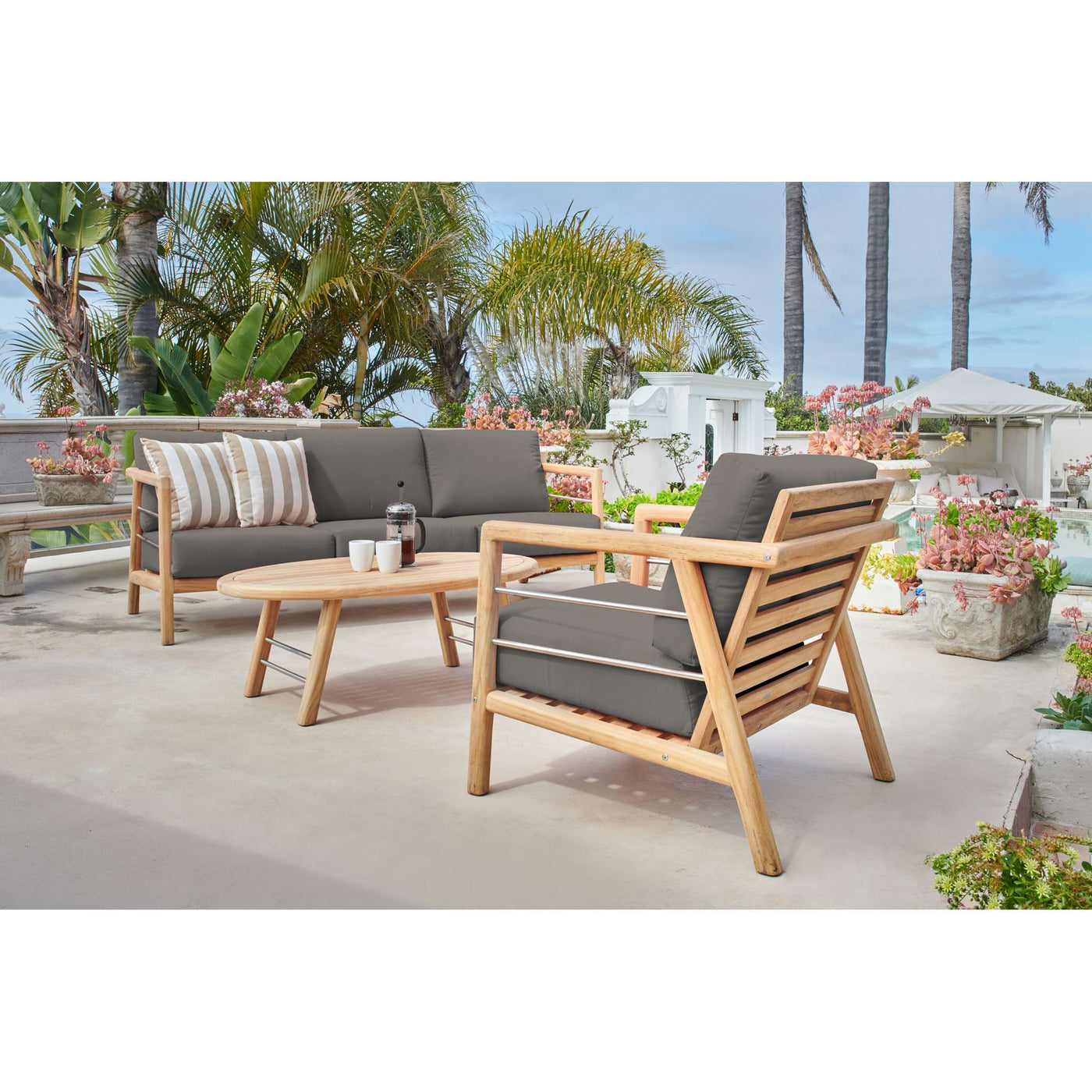 Aalto Teak Outdoor Club Chair with Sunbrella® Canvas Cushion