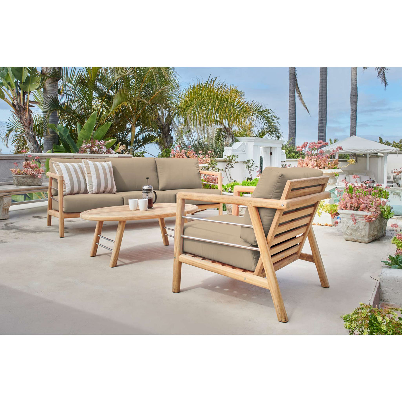 Aalto Teak Outdoor Club Chair with Sunbrella® Canvas Cushion