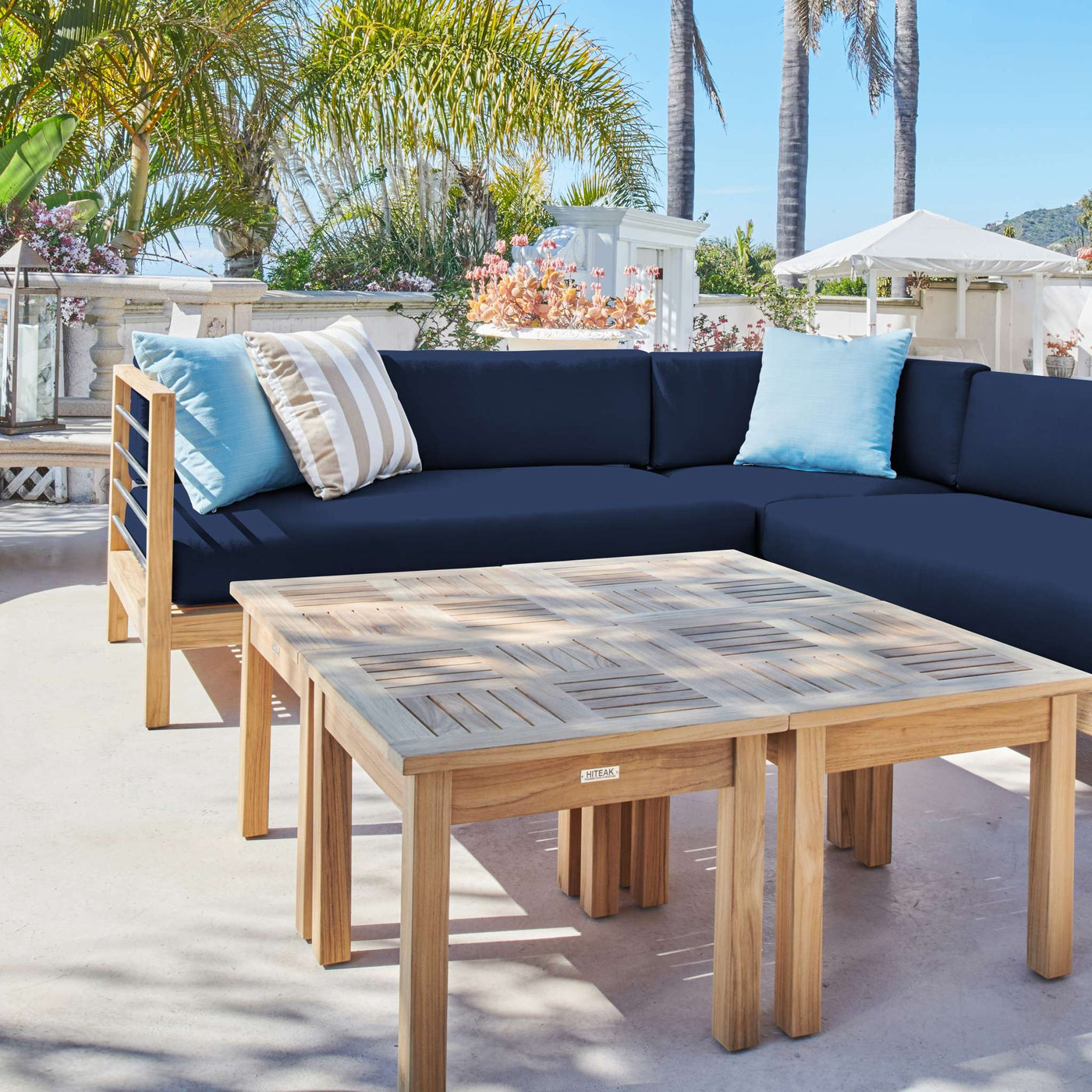 SoHo Teak Outdoor Sectional Corner with Sunbrella® Canvas Cushion
