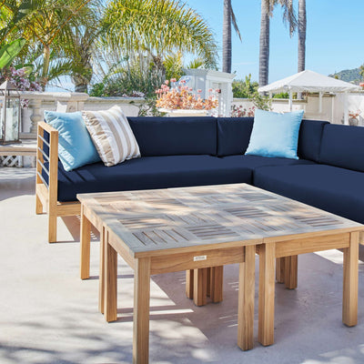 SoHo Teak Outdoor Sectional Corner with Sunbrella® Canvas Cushion