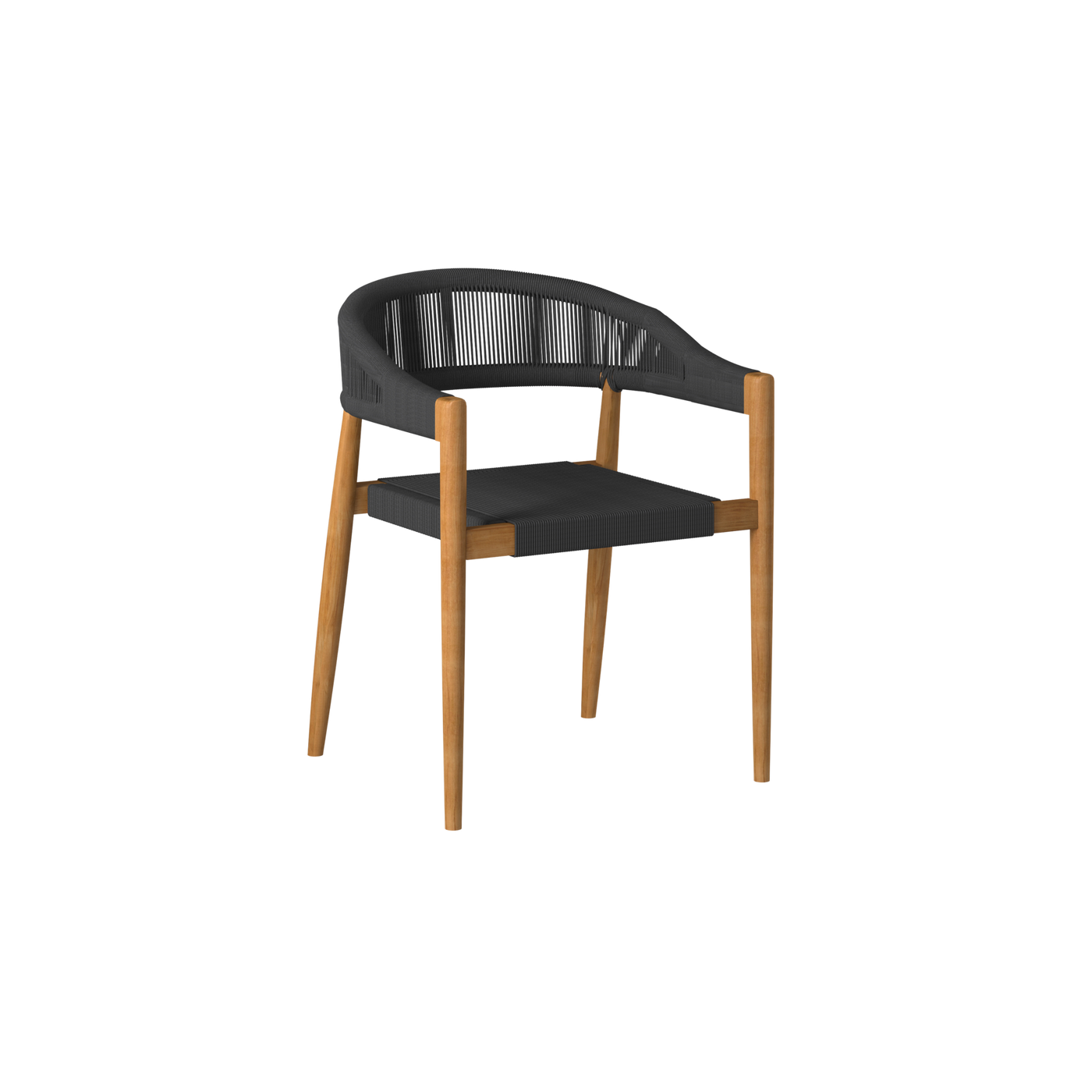 Klint Teak Outdoor Rope Dining Stacking Armchair in Black (Set of 4)