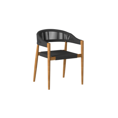 Klint Teak Outdoor Rope Dining Stacking Armchair in Black (Set of 4)