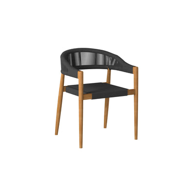 Klint Teak Outdoor Rope Dining Stacking Armchair in Black (Set of 4)