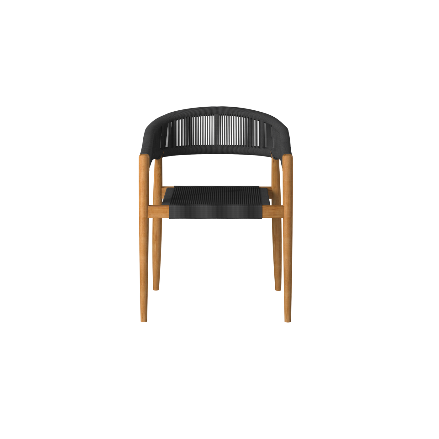 Klint Teak Outdoor Rope Dining Stacking Armchair in Black (Set of 4)