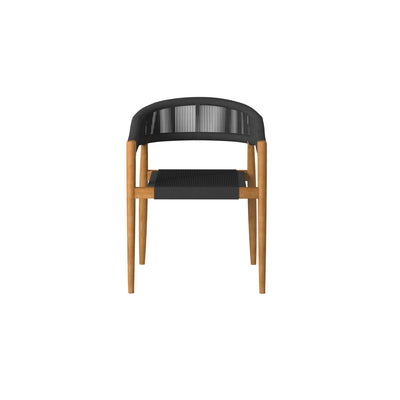 Klint Teak Outdoor Rope Dining Stacking Armchair in Black (Set of 4)