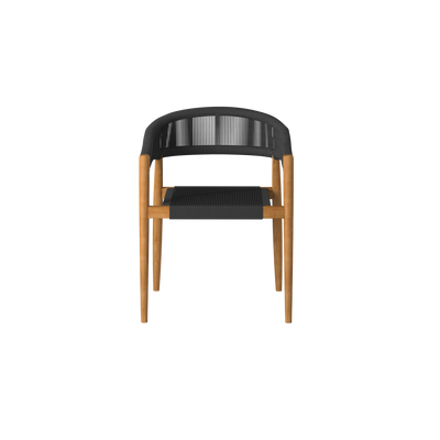Klint Teak Outdoor Rope Dining Stacking Armchair in Black (Set of 4)