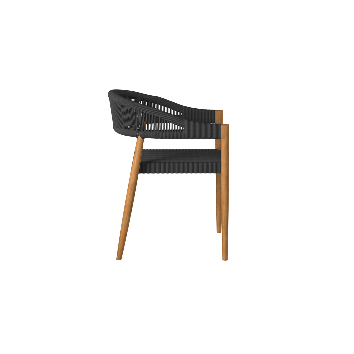 Klint Teak Outdoor Rope Dining Stacking Armchair in Black (Set of 4)