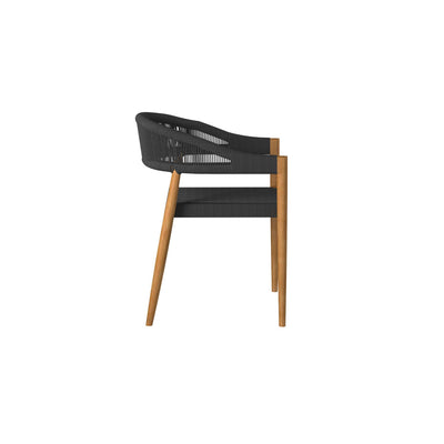 Klint Teak Outdoor Rope Dining Stacking Armchair in Black (Set of 4)