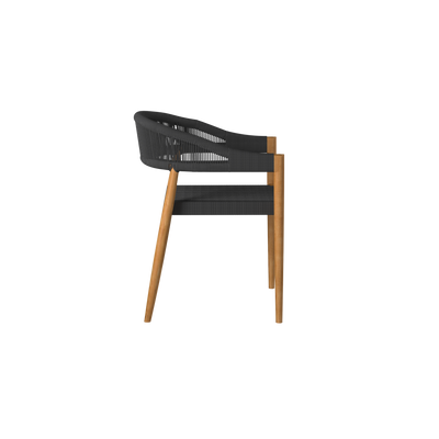 Klint Teak Outdoor Rope Dining Stacking Armchair in Black (Set of 4)