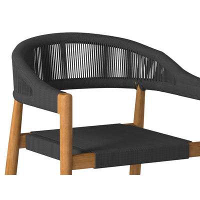 Klint Teak Outdoor Rope Dining Stacking Armchair in Black (Set of 4)