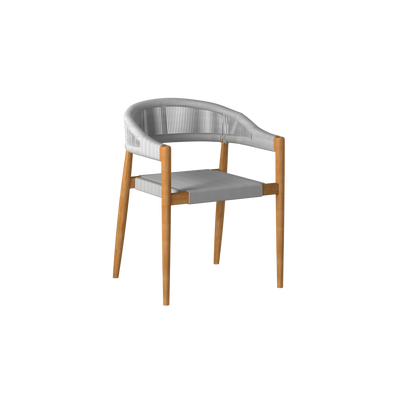 Klint Teak Outdoor Rope Dining Stacking Armchair in Black (Set of 4)