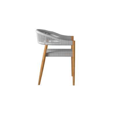 Klint Teak Outdoor Rope Dining Stacking Armchair in Black (Set of 4)