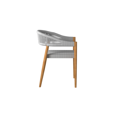 Klint Teak Outdoor Rope Dining Stacking Armchair in Black (Set of 4)