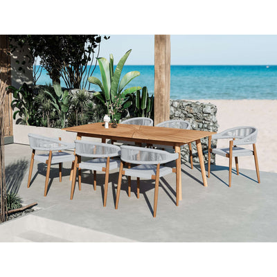 Klint Teak Outdoor Rope Dining Stacking Armchair in Black (Set of 4)