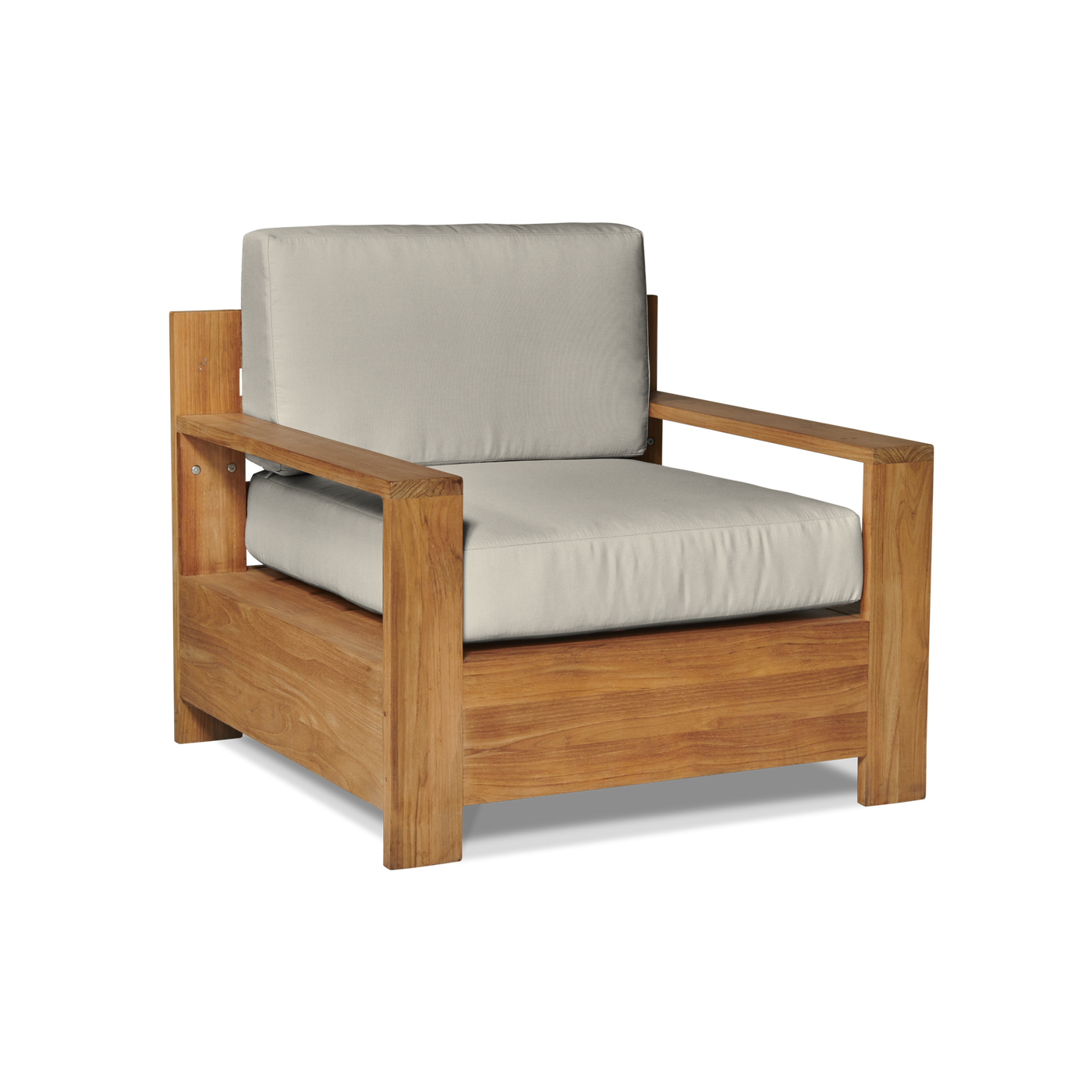 Qube Teak Outdoor Club Chair with Sunbrella® Canvas Cushion
