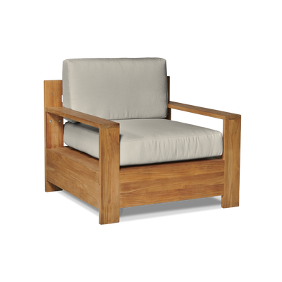 Qube Teak Outdoor Club Chair with Sunbrella® Canvas Cushion