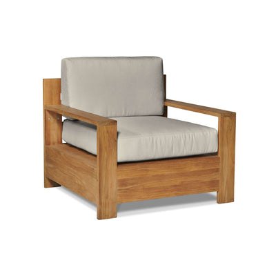 Qube Teak Outdoor Club Chair with Sunbrella® Canvas Cushion